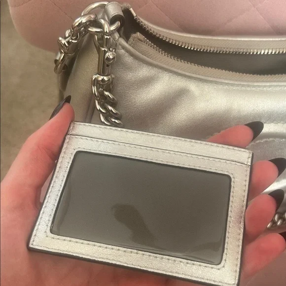Coach Teri Metallic Silver Shoulder Bag and Cardholder Set - Picture 11 of 11